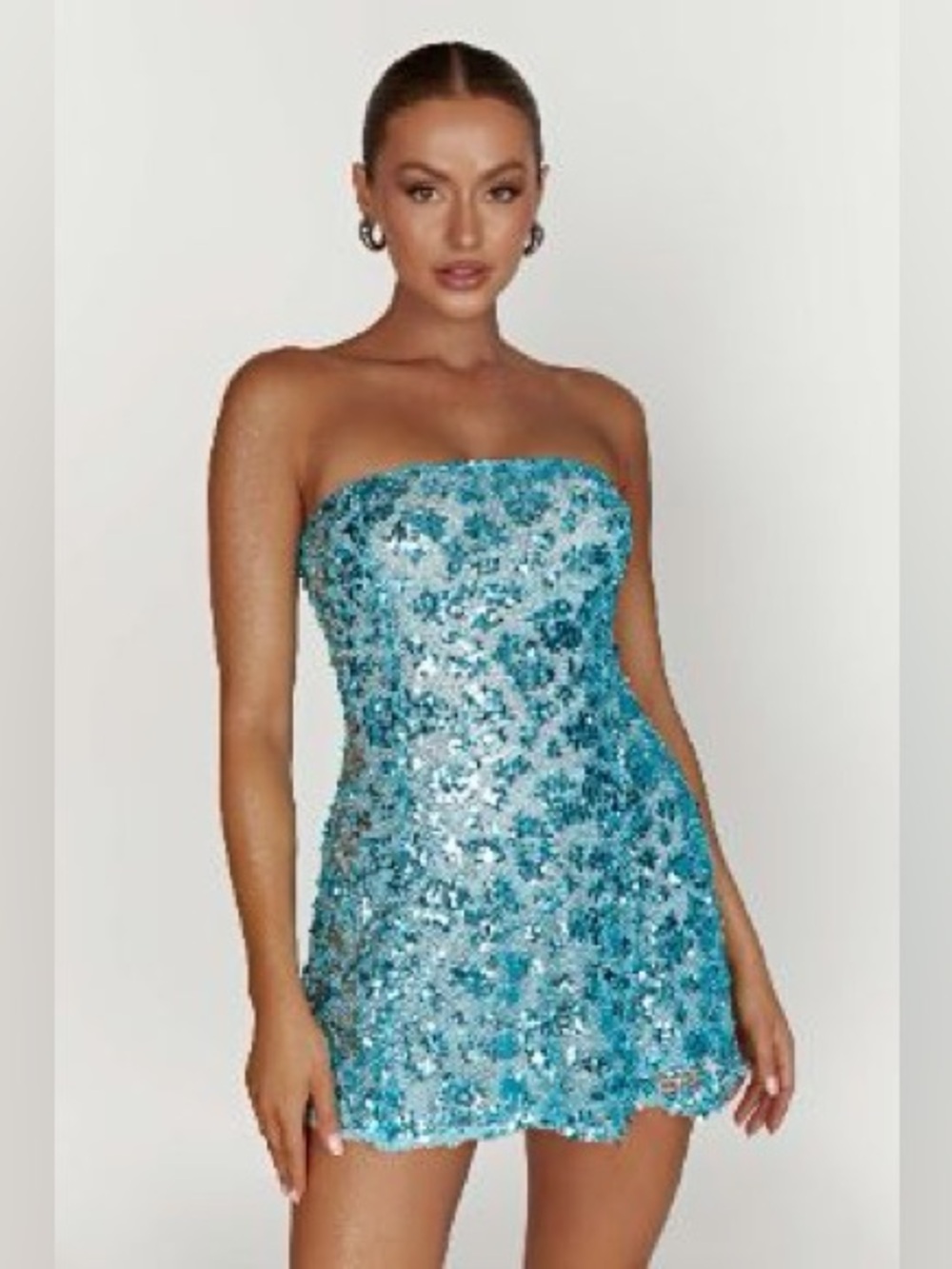 Meshki Strapless Sequin Mini Dress - Turquoise